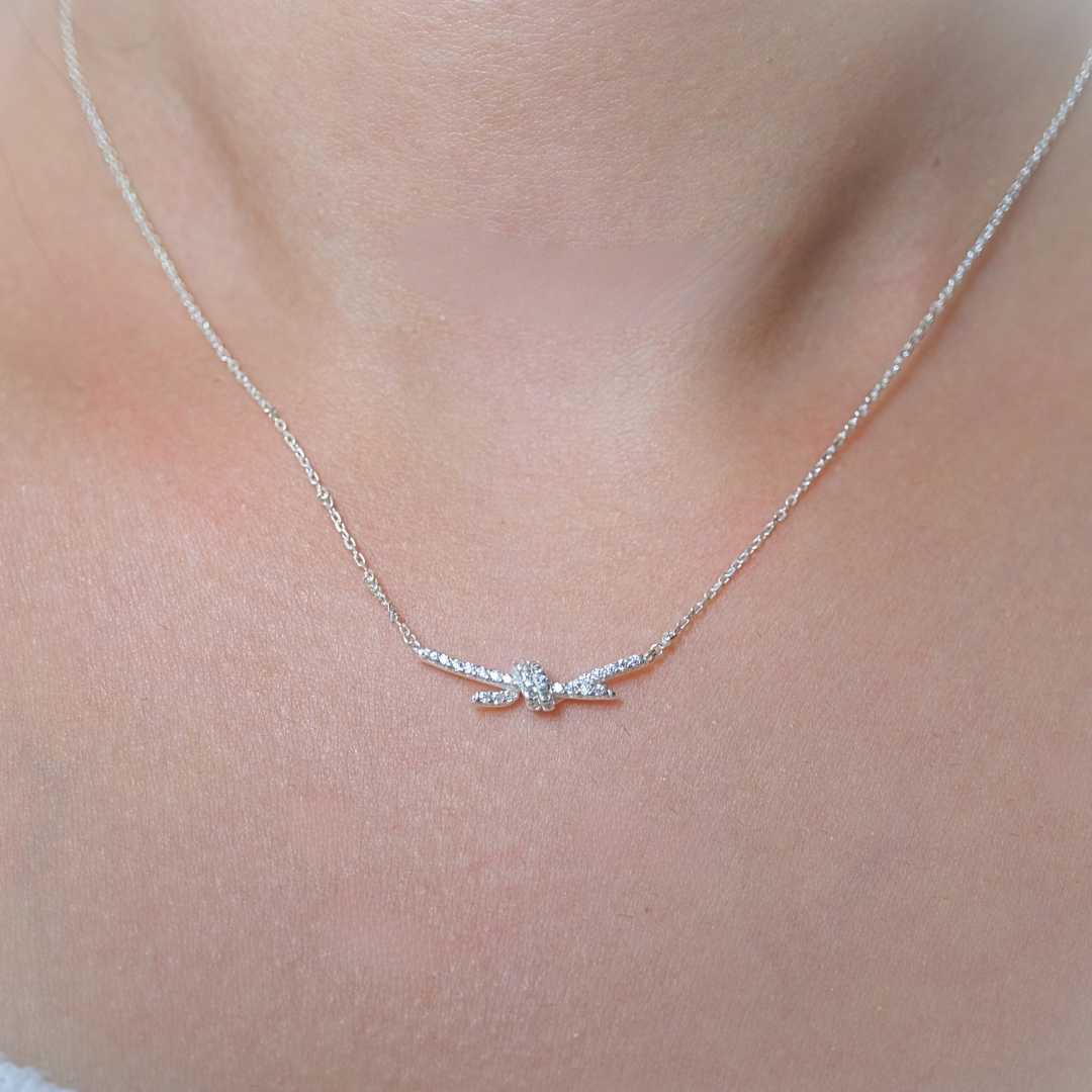 Twisted Ribbon Cubic Sterling Silver Necklace