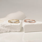 Criss Cross 14K Gold Cubic Zirconia Ring - Elise