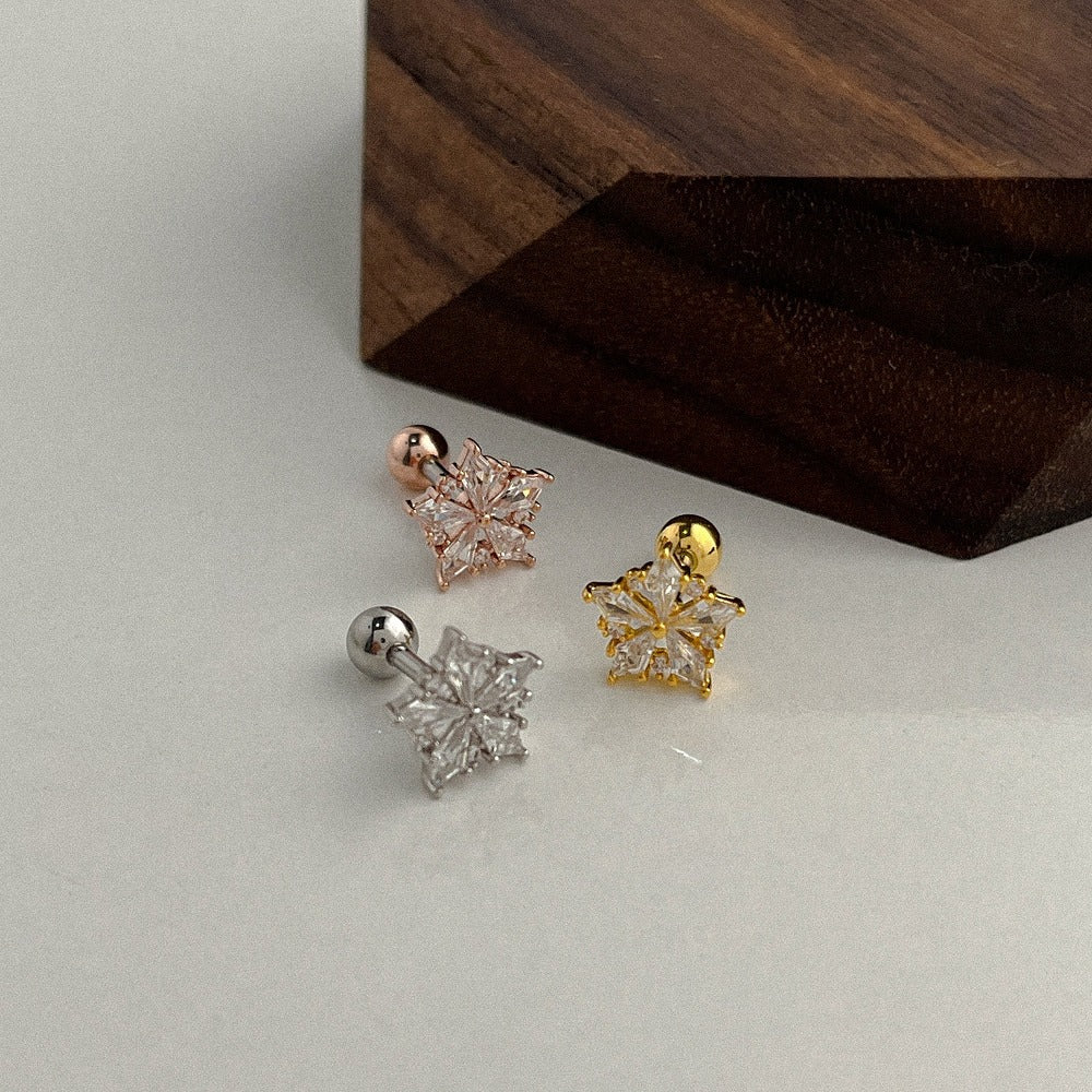 Snowy Star Cubic Piercing Earring (Single Stud) – Pristine Style