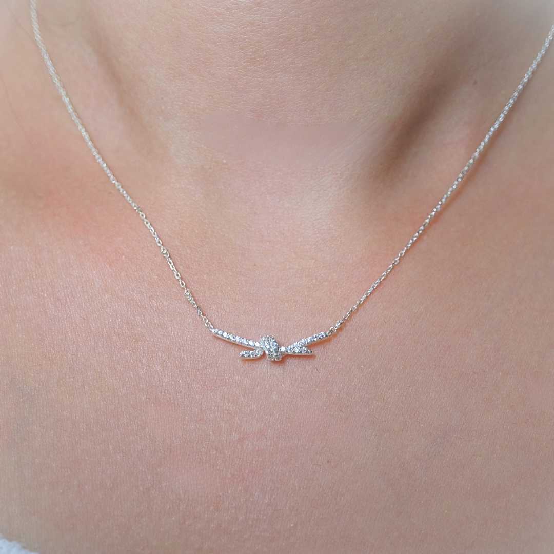 Twisted Ribbon Cubic Sterling Silver Necklace