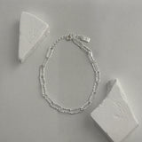 Crinkle Paper Clip Chain Sterling Silver Bracelet