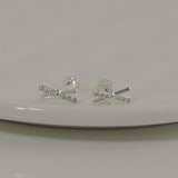 Cross Ribbon Sterling Silver Stud Earrings - Eva