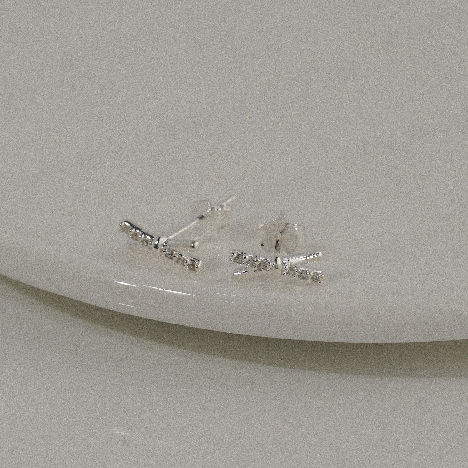 Cross Ribbon Sterling Silver Stud Earrings - Eva