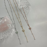 Sakura Pearl Drop Chain Necklace - Hanna