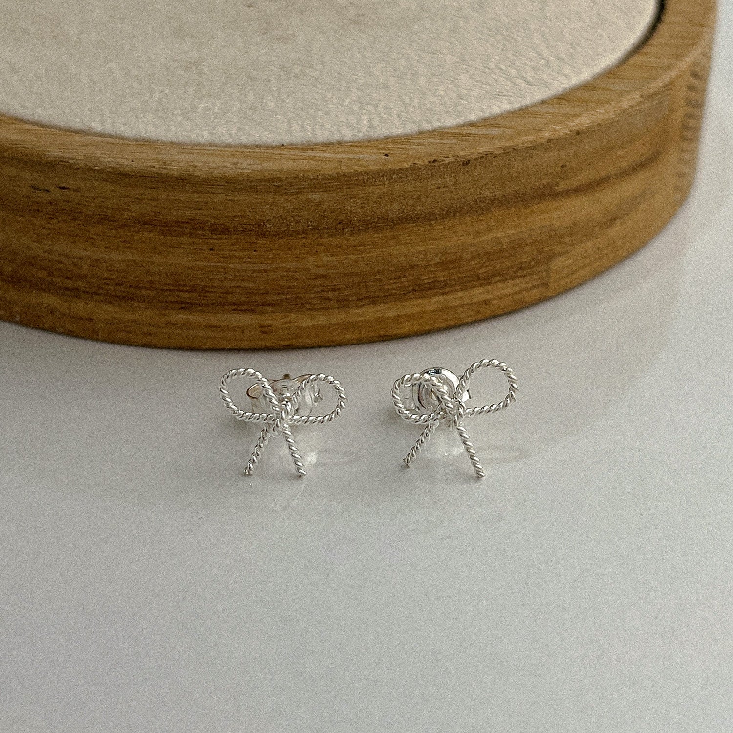 Rope Bow Petite Ribbon Sterling Silver Stud Earrings - Trista