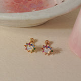 Radiant Sun Rainbow Gemstone Gold Vermeil Piercing Stud - Alina