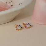 Radiant Sun Rainbow Gemstone Gold Vermeil Piercing Stud - Alina