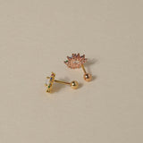 Radiant Sun Rainbow Gemstone Gold Vermeil Piercing Stud - Alina