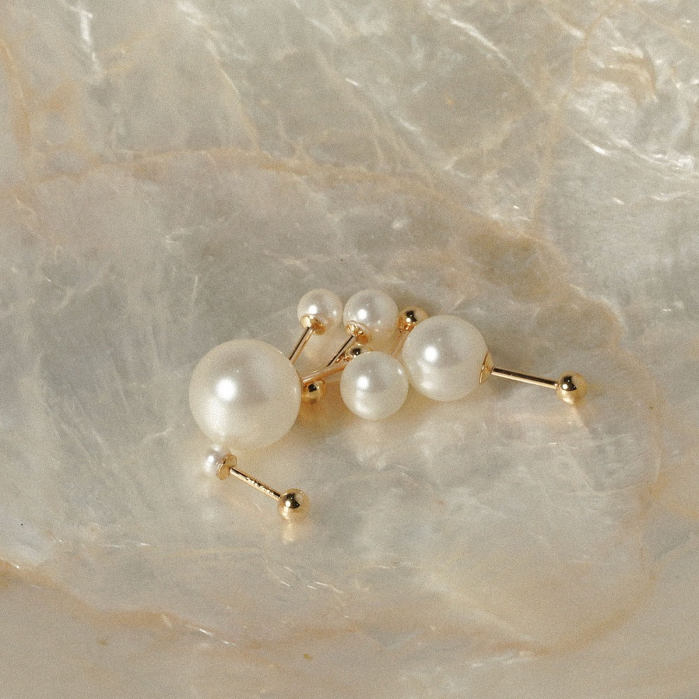 Pearl Ball Gold Vermeil Piercing Stud - Evie