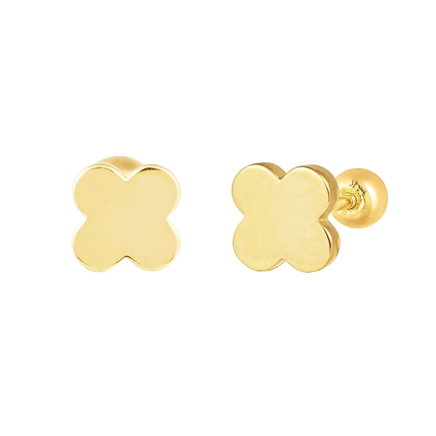 Lucky Clover 14K Gold Stud Earring