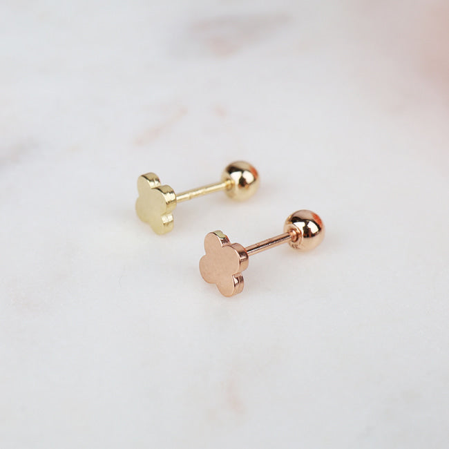 Lucky Clover 14K Gold Stud Earring