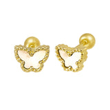 Butterfly Mother-of-Pearl 14K Gold Pierced Earring