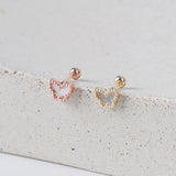 Butterfly Mother-of-Pearl 14K Gold Pierced Earring (Single Stud)