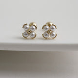 Pearl Flower 14K Gold Pierced Earring