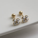 Pearl Flower 14K Gold Pierced Earring