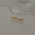 Beaded Ribbon 14K Gold Stud