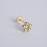 Flower Bead 14K Gold Labret Piercing (Single Stud)