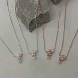 Pearl Flower Cubic Rose Gold & Pink Stone Jewelry Set